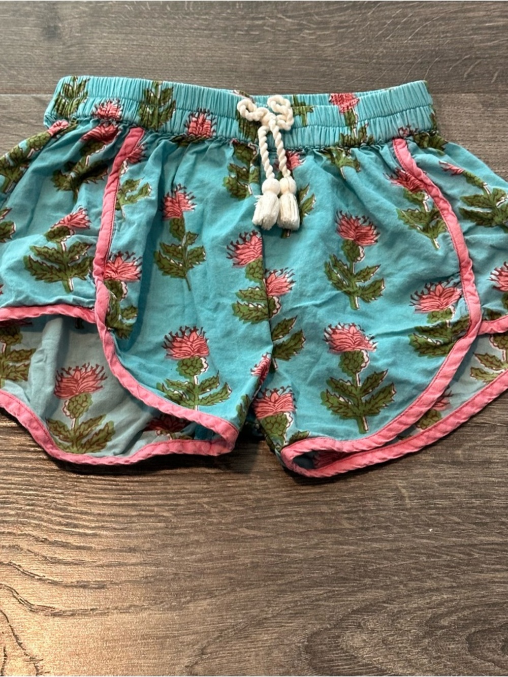 2t Girls Pink Chicken Floral Mille Shorts 100% Cotton